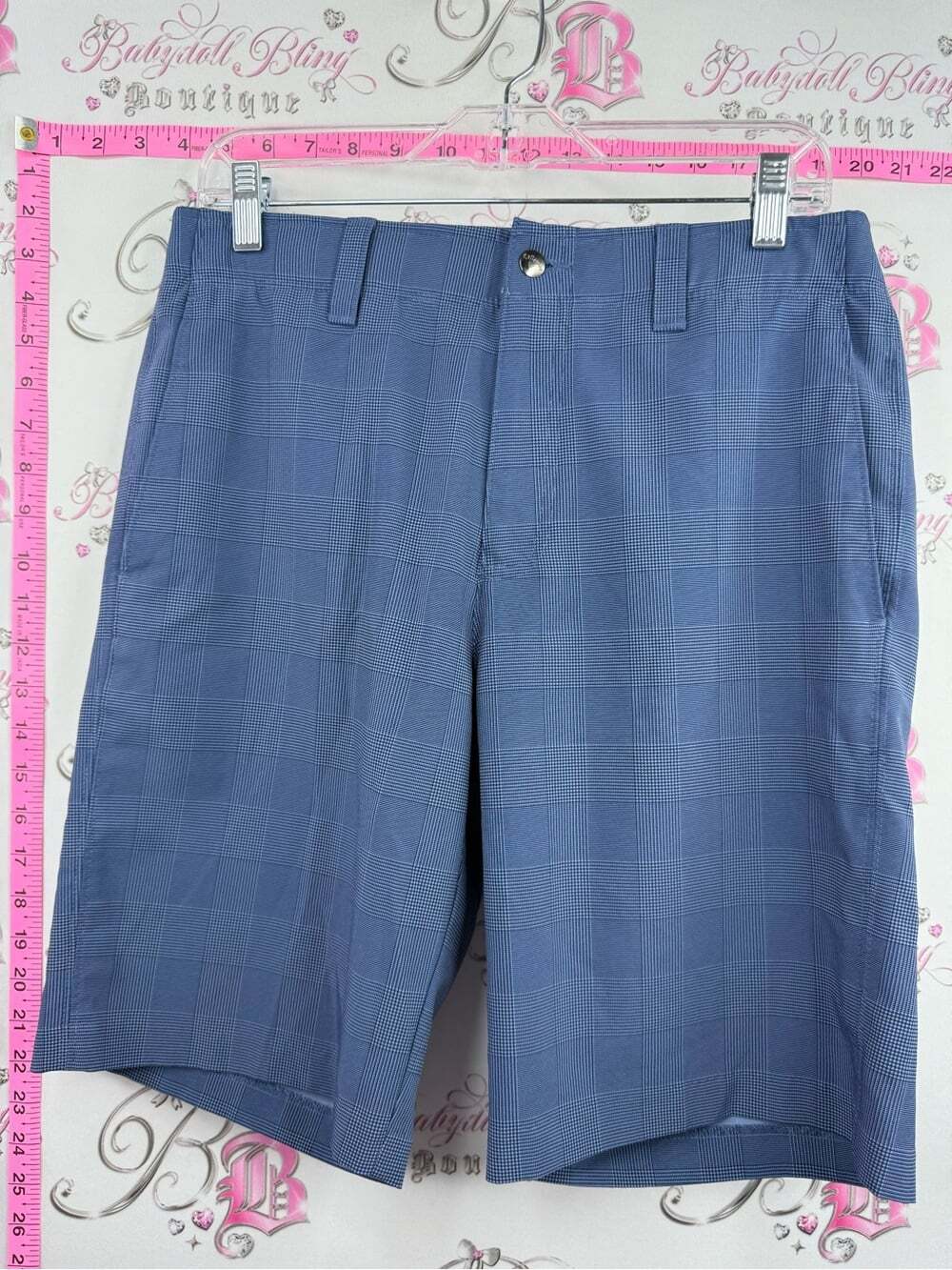 Callaway Men's Blue Plaid Performance Flat-Front Shorts
